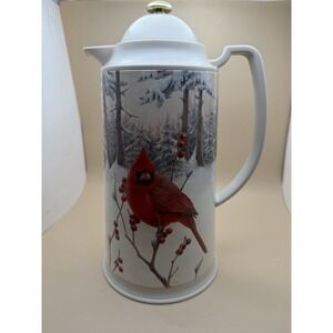 Lenox Winter Cardinal Scenic Plastic Carafe Thermos & Lid Christmas‎ Coffee